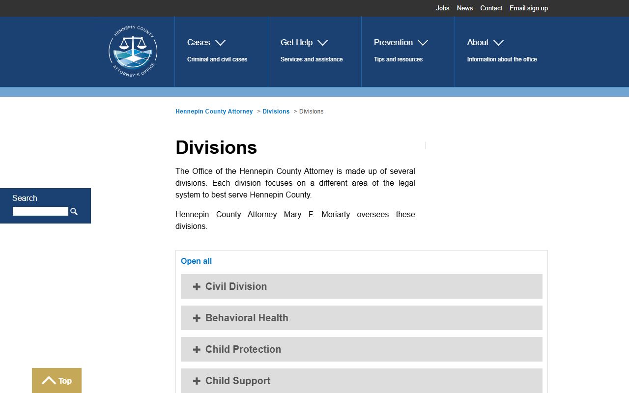 Hennepin County arrest records and court charges County Attorney divisions