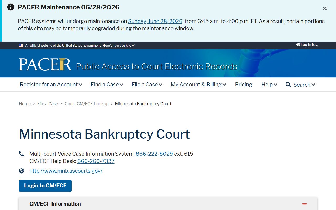 Hennepin County District Court PACER bankruptcy lookup