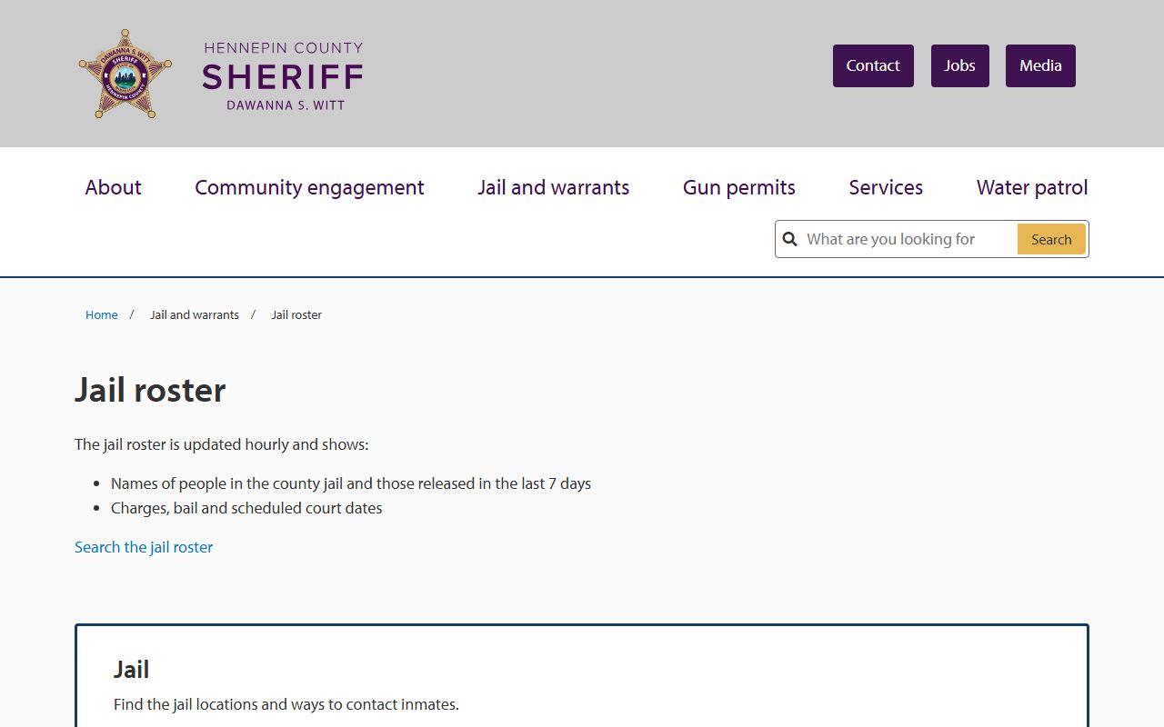 Hennepin County inmate records jail roster overview