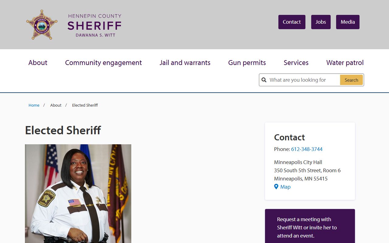 Hennepin County inmate records sheriff biography page