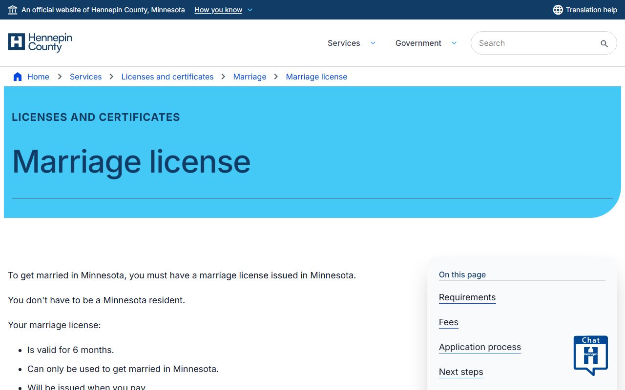 Hennepin County marriage and divorce records marriage license requirements