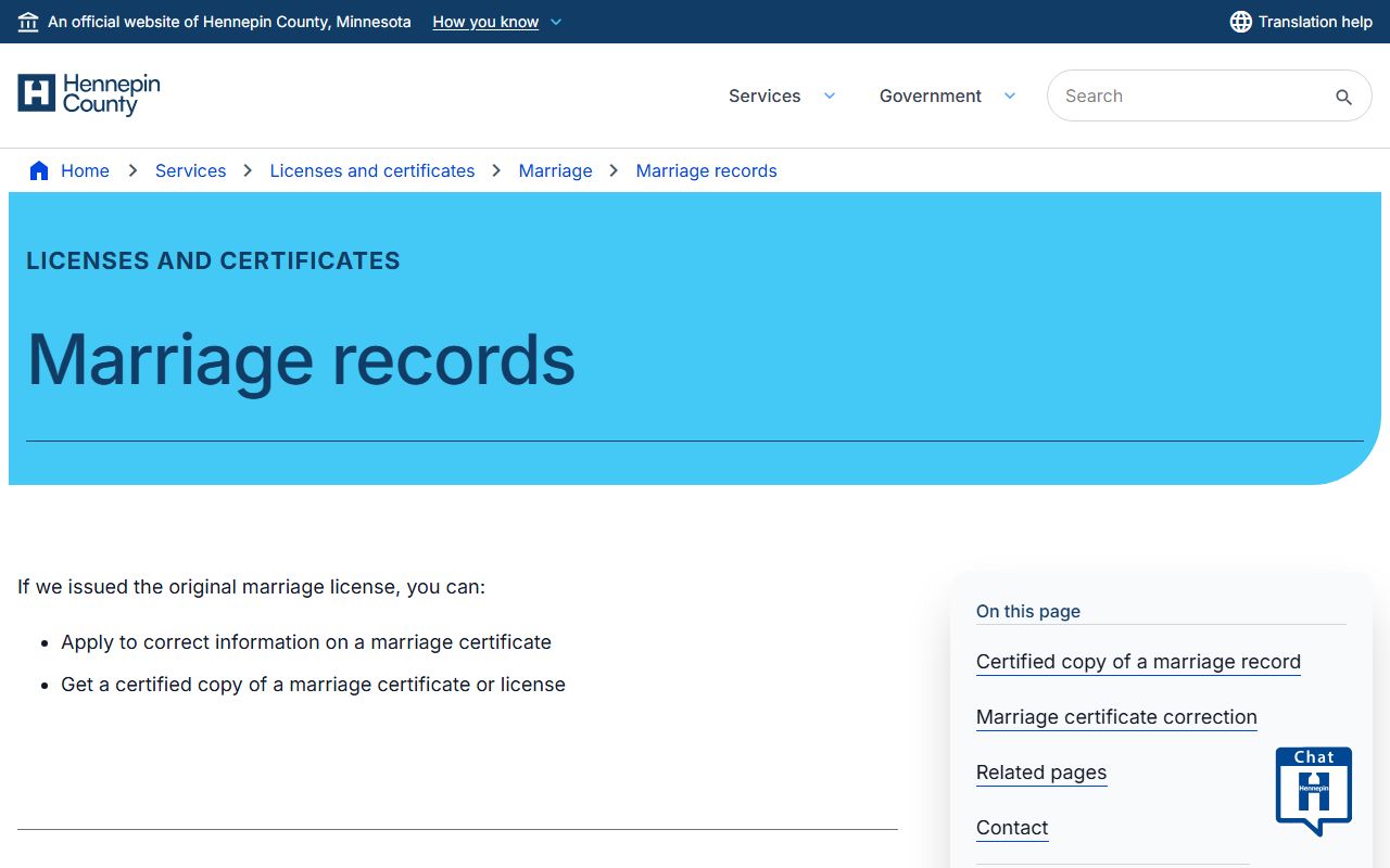 Hennepin County marriage and divorce records marriage certificate ordering